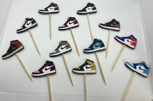 Load image into Gallery viewer, Jordan shoe cupcake topper, jordan cake topper, jordan cupccakes