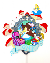 Load image into Gallery viewer, Alice in wonderland imspired party cake topper for wonderland themed party