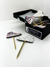 Load image into Gallery viewer, Ladies Jordan shoe cupcake topper, Jordan cake topper, Jordan cupcakes, sneaker cake topper, Jordan party decorations, Jordan party, girls sneaker