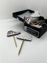 Load image into Gallery viewer, Ladies Jordan shoe cupcake topper, Jordan cake topper, Jordan cupcakes, sneaker cake topper, Jordan party decorations, Jordan party, girls sneaker