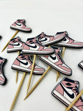 Load image into Gallery viewer, Ladies Jordan shoe cupcake topper, Jordan cake topper, Jordan cupcakes, sneaker cake topper, Jordan party decorations, Jordan party, girls sneaker