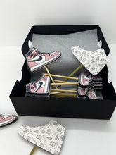 Load image into Gallery viewer, Ladies Jordan shoe cupcake topper, Jordan cake topper, Jordan cupcakes, sneaker cake topper, Jordan party decorations, Jordan party, girls sneaker