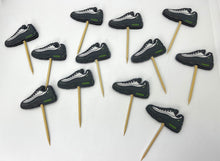 Load image into Gallery viewer, Airmaxx cake topper, Nike shoe cupcake topper, shoe cupcake topper, shoe party decorations, sneaker cupcake topper, airmax 95, sneaker