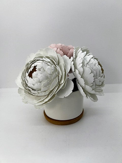 Peony flower pot with lashes for desk