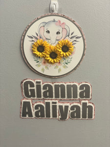 Custom 3d Nursery Name sign with paper flowers