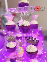 Load image into Gallery viewer, Gold glitter Crown Cupcake toppers
