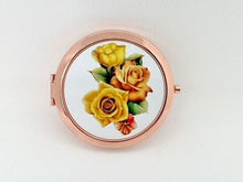 Load image into Gallery viewer, yellow rose compact mirror
