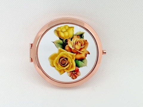 yellow rose compact mirror