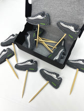 Load image into Gallery viewer, Airmaxx cake topper, Nike shoe cupcake topper, shoe cupcake topper, shoe party decorations, sneaker cupcake topper, airmax 95, sneaker
